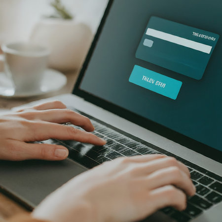 woman typing on laptop keyboardの素材