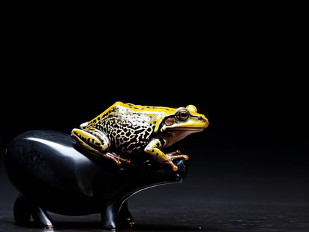 frog on black backgroundの素材