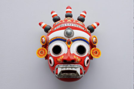 traditional thai mask, isolated on white backgroundの素材