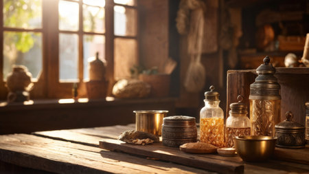 glass jars with different objectsの素材