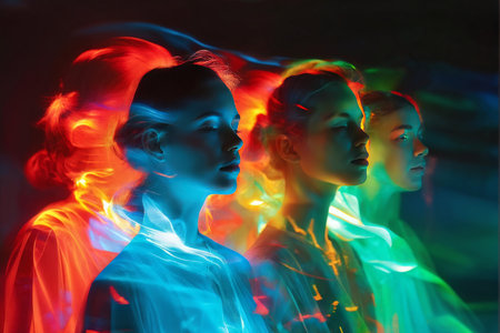 beautiful young woman in a dress with glass of water on black backgroundの素材