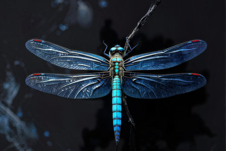 dragonfly on black backgroundの素材