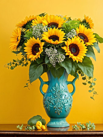 beautiful bouquet of sunflowers and a flowersの素材