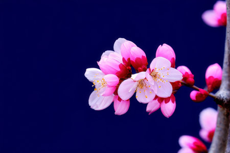 pink sakura flower with a black backgroundの素材