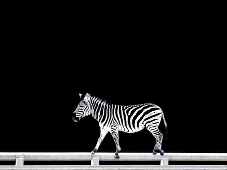 zebra standing on the roadの素材