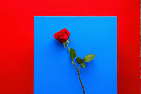 red rose on blue backgroundの素材