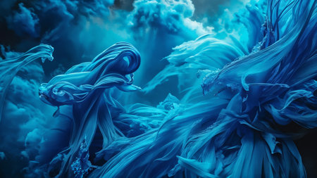 abstract background with blue and white smoke black linesの素材