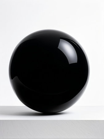 black round ball isolated on white background 3d imageの素材