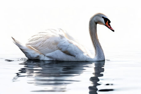 white swan on the lakeの素材