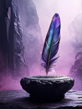 fantasy bird in the colorful forest, illustration, imageの素材