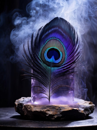 a beautiful shot of glass with smoke on black backgroundの素材