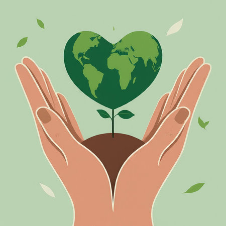 hand holding a heart with plantの素材