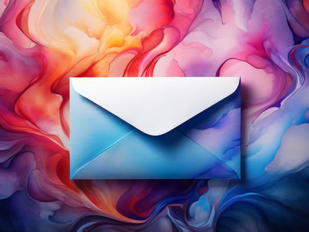 blue background with envelopeの素材