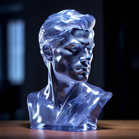 glass sculpture on a black backgroundの素材