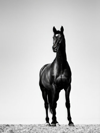 black horse in the paddock.の素材