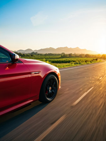 car driving on the roadの素材