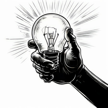 hand with bulb, sketch.の素材