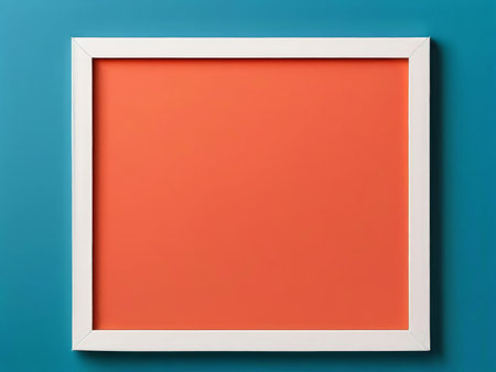 empty orange square frame with a white background .の素材