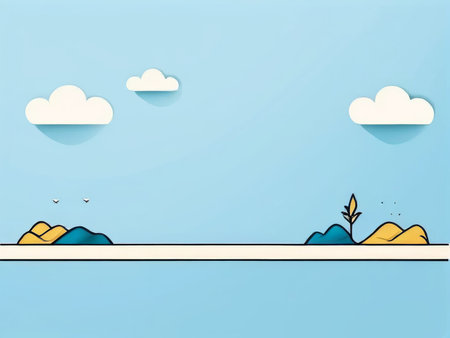 vector paper cut style illustration of wooden boat on a sea and sky background .の素材