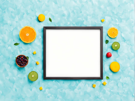 frame made of fruits on color backgroundの素材