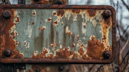 a closeup shot of rusty fence with green background close upの素材