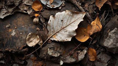 autumn leaves on the groundの素材
