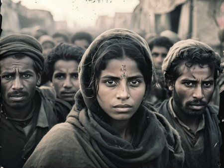 group of people at the marketの素材
