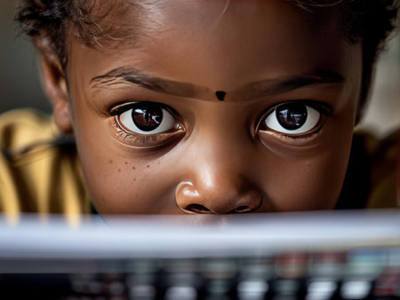 portrait of a beautiful african girl reading book in schoolの素材