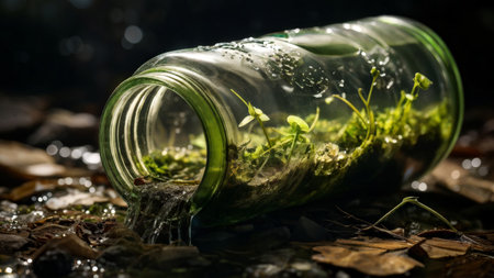 glass bottle in the forest.の素材