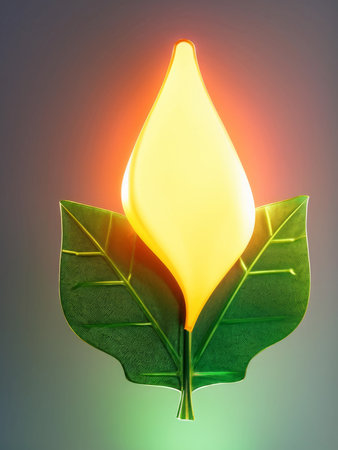 candle with leaf on black background. 3d illustration.の素材