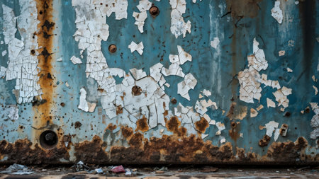 rusty wall with peeling paint, background textureの素材