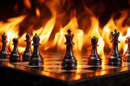 chess board on a black backgroundの素材