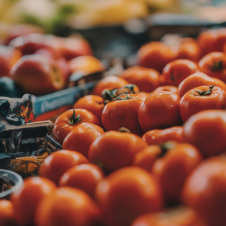 tomatoes in a supermarketの素材