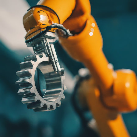 robot hand holding a metal chainの素材