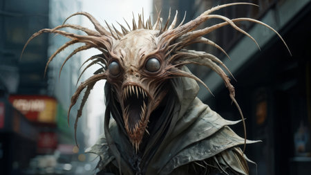 3d illustration of an alienの素材