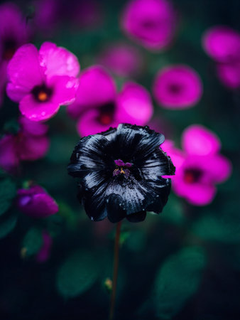 beautiful pink flower on the black backgroundの素材