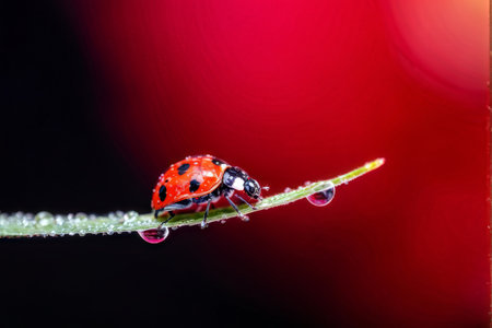 beautiful ladybug on a flowerの素材