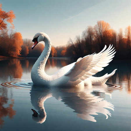 swan on the lakeの素材