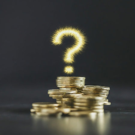coins with question mark on a dark background. money concept. businessの素材