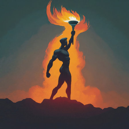 man with a fire on the beachの素材