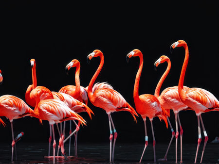 flamingo bird in waterの素材