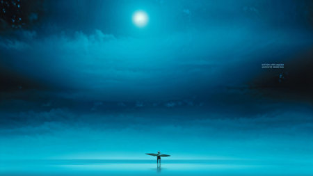 night sky with stars, moon andの素材