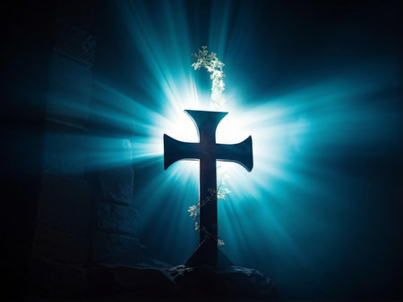 cross on the black backgroundの素材