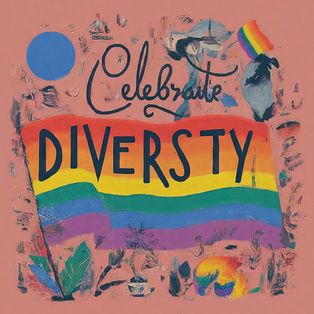 colorful diversity people celebratingの素材