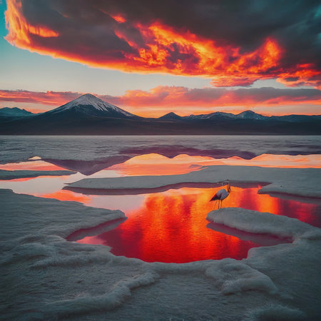 beautiful sunset in the mountainsの素材