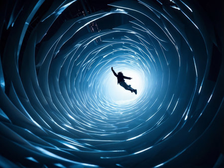 man in a suit with backpack on the background of tunnelman tunnelの素材