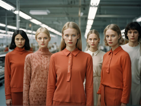 fashion models posing in the backstageの素材