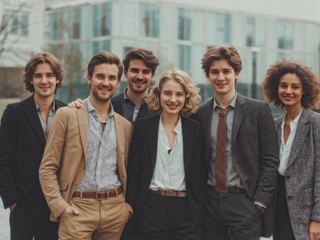 business team standing in front of the camera.の素材