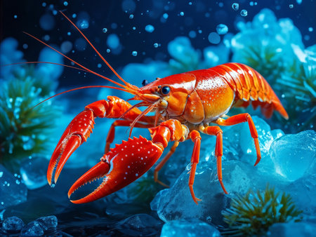 lobster on the black backgroundの素材