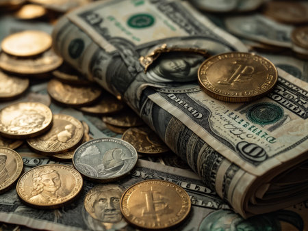 dollar and coins. money concepts conceptの素材
